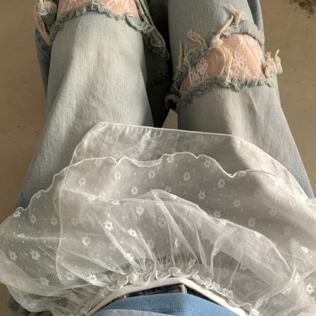 페인티드우드 add my lace jeans 레이스 팬츠