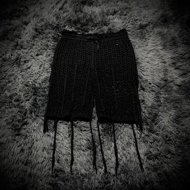 Black Means 블랙 레어어드 니트 하프팬츠