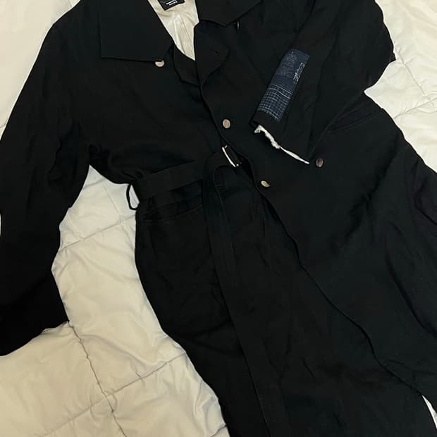 leh 데미지 린넨 코트