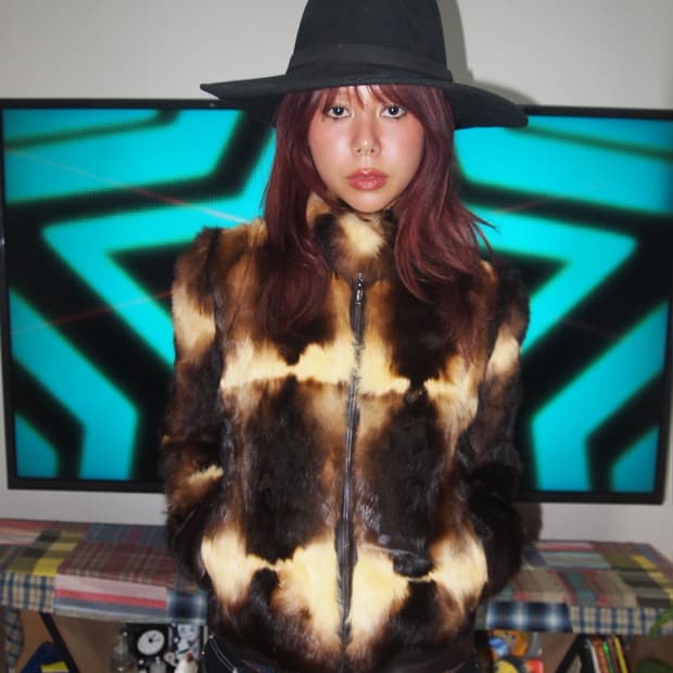 빈티지 컬러 믹스 퍼 자켓