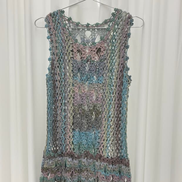 Pastel crochet knit vest