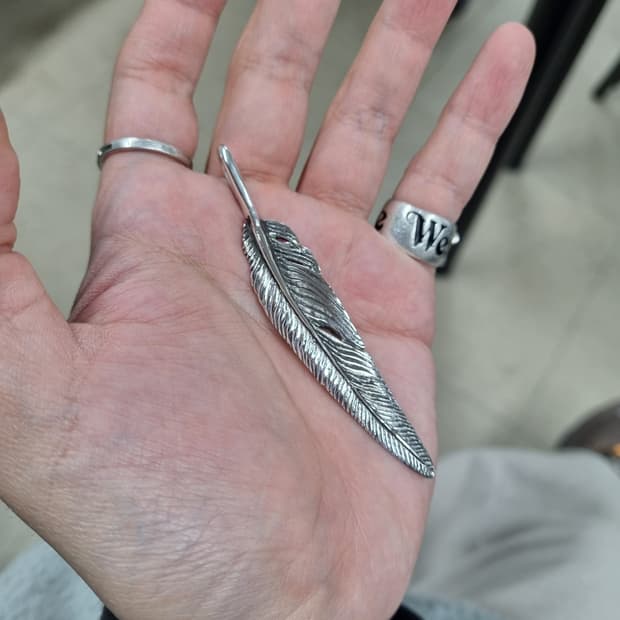 핸드메이드 실버 페더 팬던트