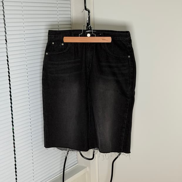 빈티지  카프리 기장 흑청 데님