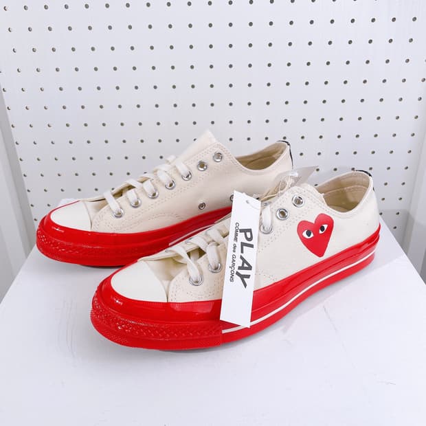 (정품/새상품) 컨버스 x 꼼데가르송 공용 화이트 레드 척 70 로우