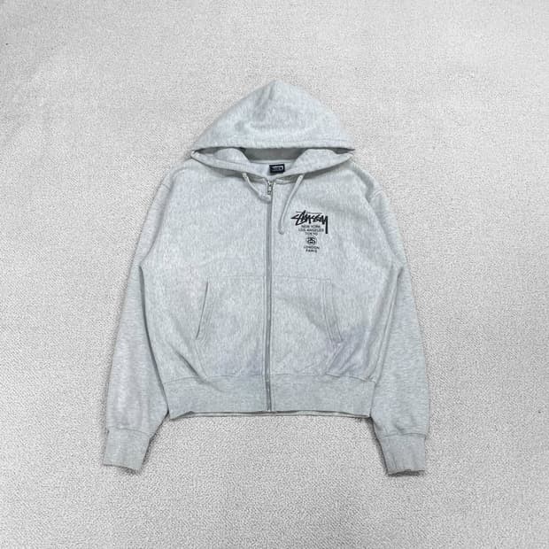 스투시 Stussy 월드투어 후드집업 그레이