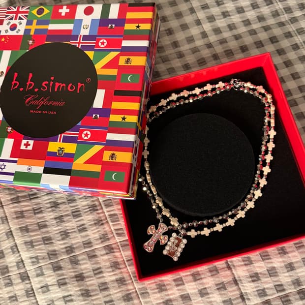 (20inch) b.b.simon 비비시몬 스와로브스키 b 로고 목걸이