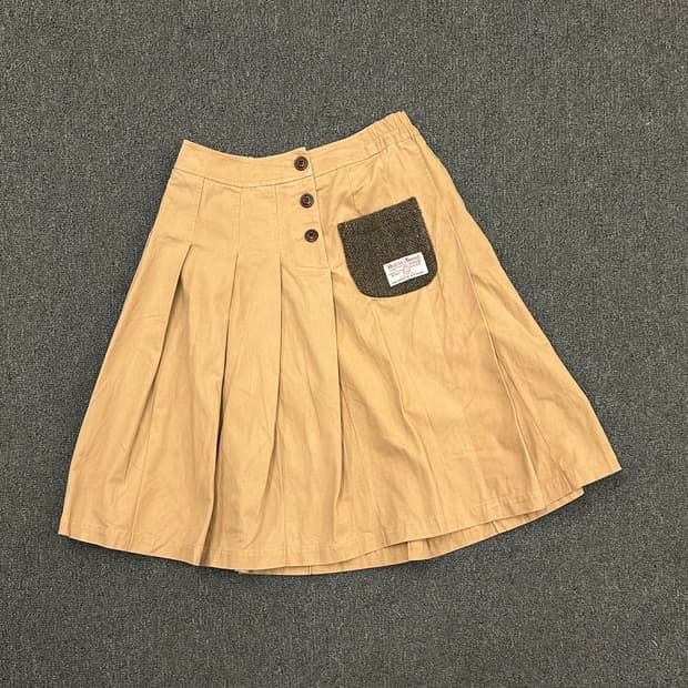 M)Harris Tweed 헤링본 포켓 플레어 스커트