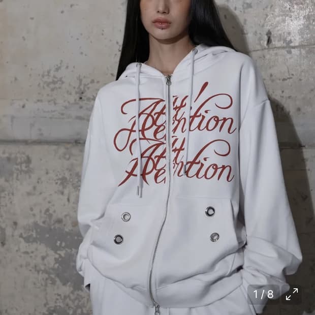 팬시클럽 어텐션 아일렛 후드집업 화이트