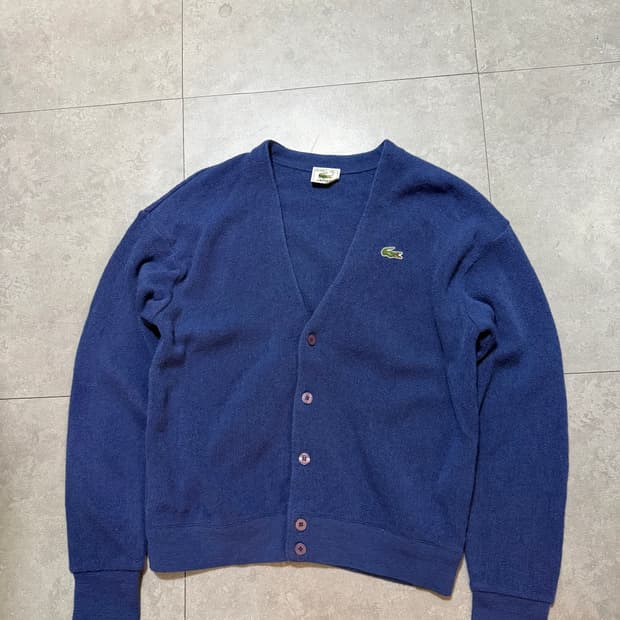90s 라코스테 서광 퓨어 울  빈티지  니트 가디건 100size  
