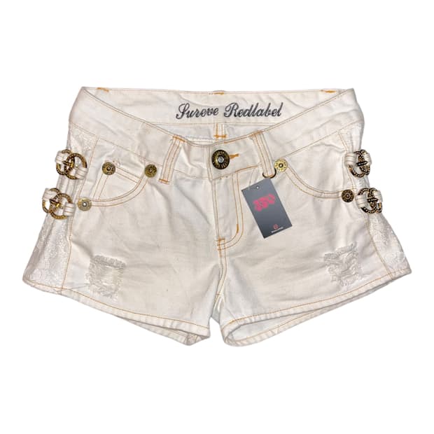 화이트 사이드레이스 링 숏팬츠 갸루y2k