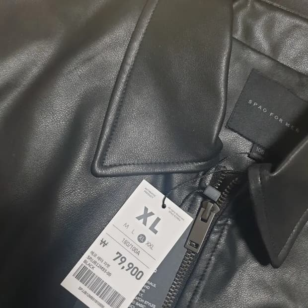 스파오 에코 레더 자켓 블랙 XL