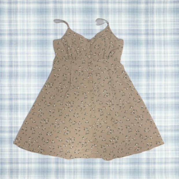 빈티지 브라운 잔꽃 원피스