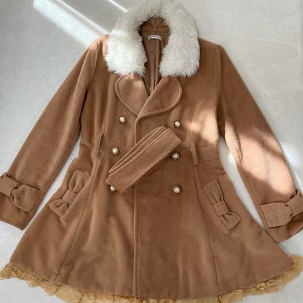 라떼갸루 리본코트 리즈리사 큐롯 니트 아가일 왕리본 히메갸루