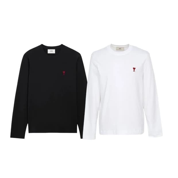 아미 스몰로고 롱슬리브 긴팔티 블랙/화이트 새상품