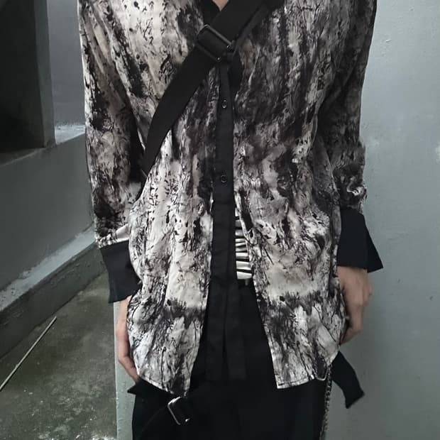 2000s JPN 락시크 디테일 블랙 셔츠