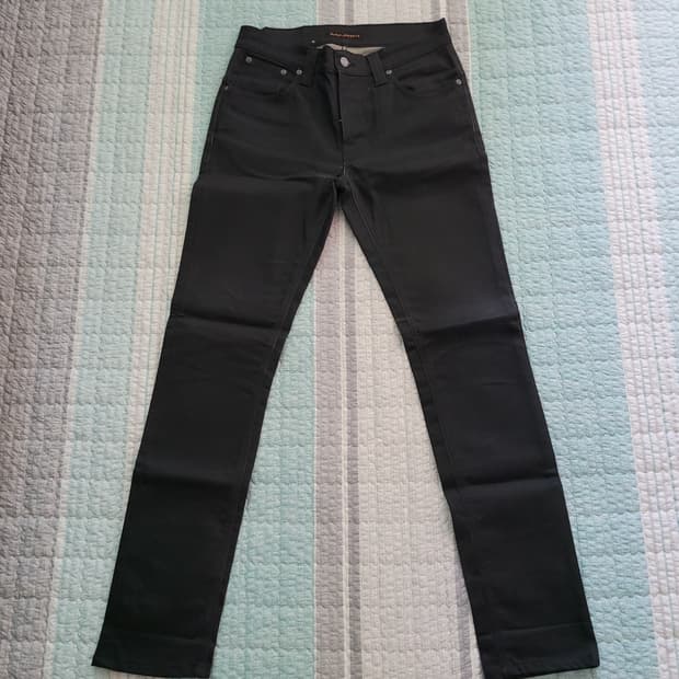 누디진 nudie jean 씬핀 드라이다크마인드 블랙코팅진 30사이즈