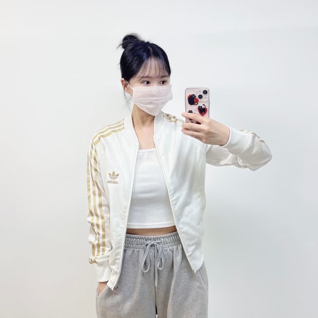 아디다스 불꽃 로고 트랙탑 져지 화이트