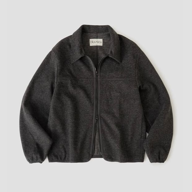 (XL) 후브스 패널 플리스 카라 집업 [차콜]