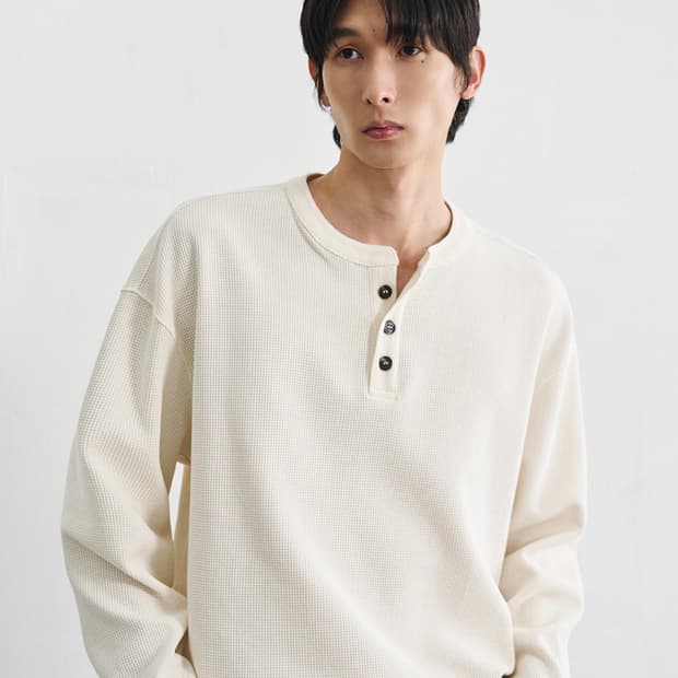 (새상품)(M) 드로우핏 코튼 와플 헨리넥 티셔츠 [IVORY] 판매