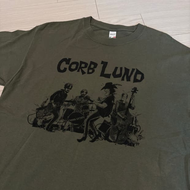 빈티지 프린팅 락 티셔츠 카키 100(사이즈)