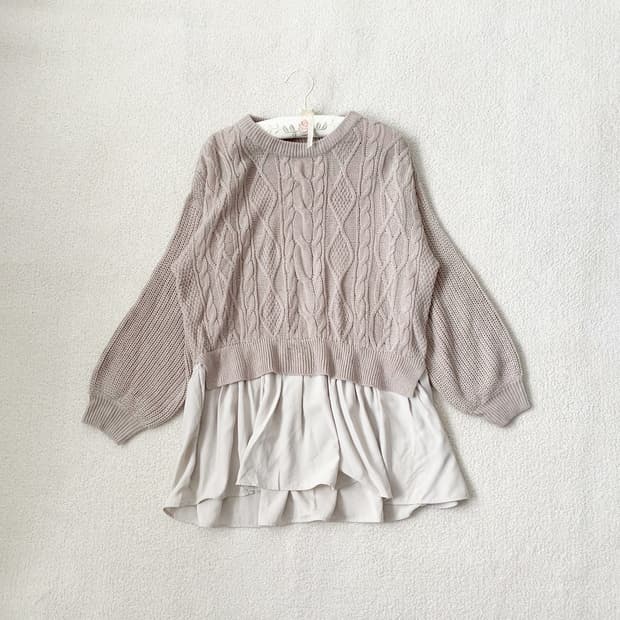 뮤트핑크 소녀옷장 레이어드 니트 원피스