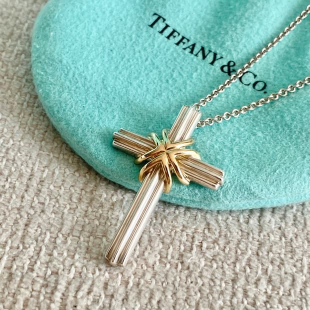 티파니 시그니처 십자가 18k 콤비 실버 남녀공용