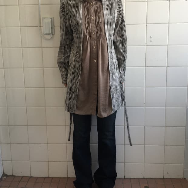 Check pattern layered point shirt