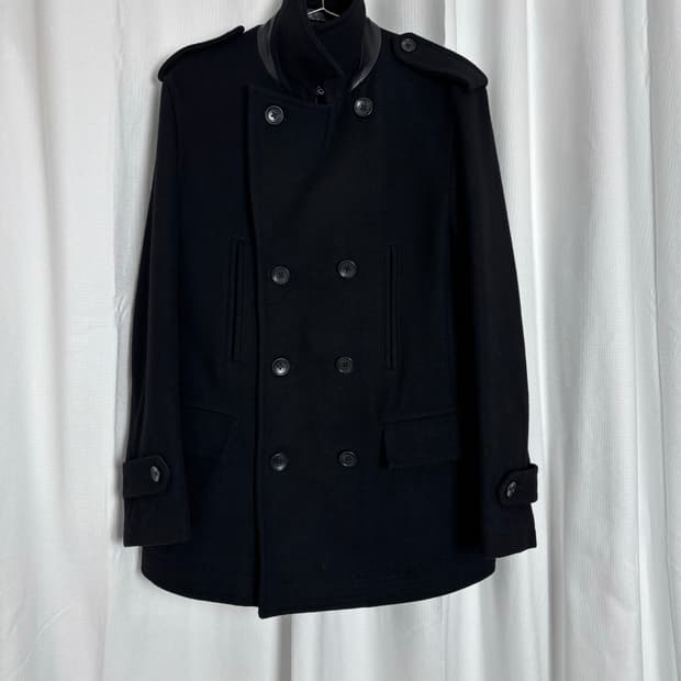 LEATHER TRIM PEACOAT