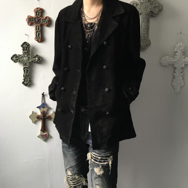 Algonquins double button leather jacket