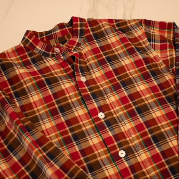 드레익스 Drake’s madras shirt XS