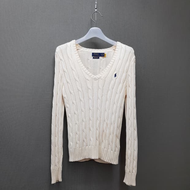 폴로 랄프로렌  피마코튼 케이블 브이넥 니트 xs사이즈