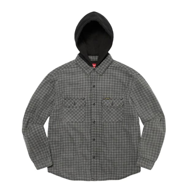 새상품 슈프림 하운드스투스 플란넬 후드 셔츠 블랙 - 22FW