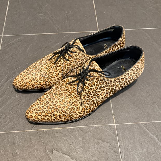 셀린느 자크노 데브리 30 부츠 레오파드 프린트 헤어