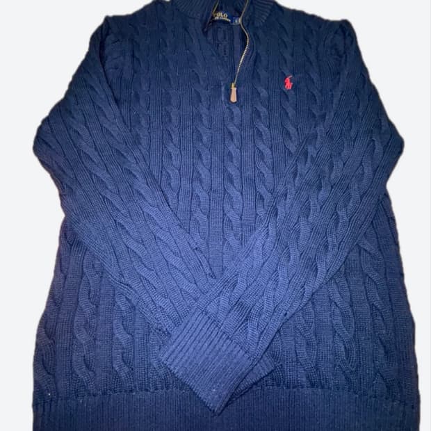 폴로랄프로렌 반집업 니트 네이비