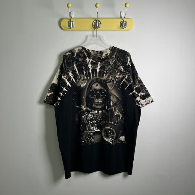 survivors 빈티지 펑크 스컬 프린팅 반팔 티셔츠 XL