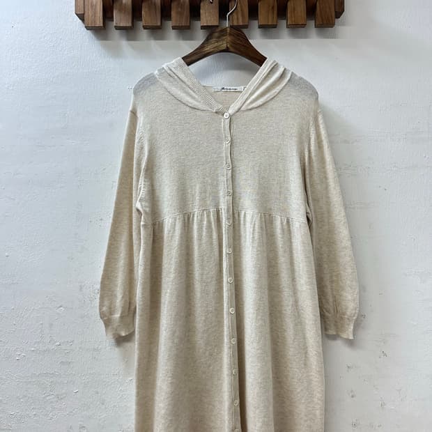 일본빈티지 버튼 후디 가디건 코튼 100% 레이어드 원피스