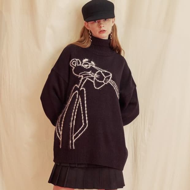 스테레오바이널즈 핑크팬서 폴라 니트 / 여성 니트/ 여자 니트 