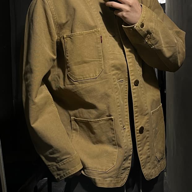 리바이스 라이트베이지 멀티포켓 아메카지 카라넥 워크자켓 L