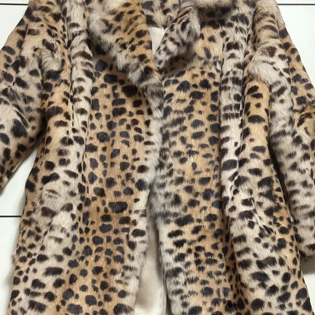 토끼털 호피 퍼 자켓