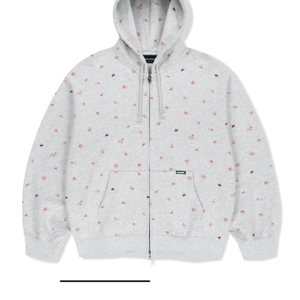위캔더스 FLORAL ZIP-UP HOODIE  라이트그레이 M
