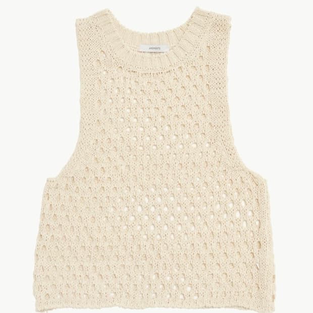 아모멘토 크로셰 니트 베스트 아이보리