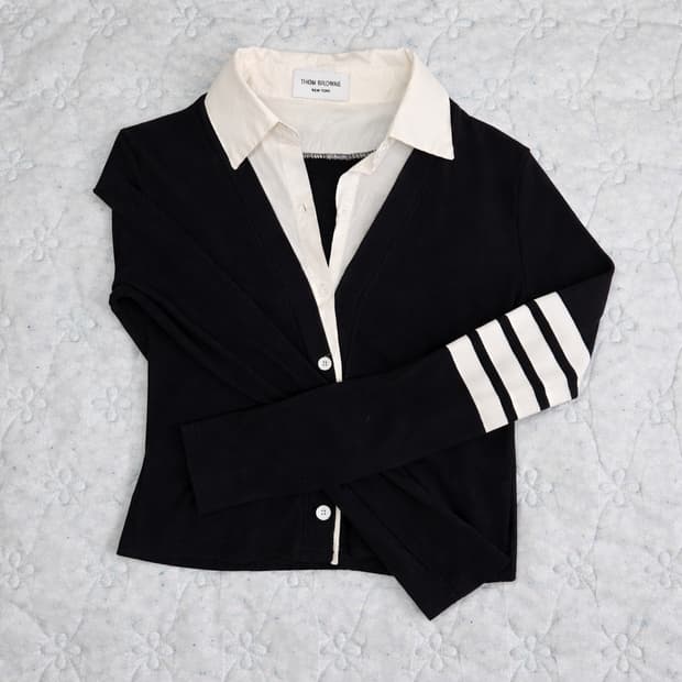 톰브라운 4바 가디건 블랙 M / 여성 크롭핏