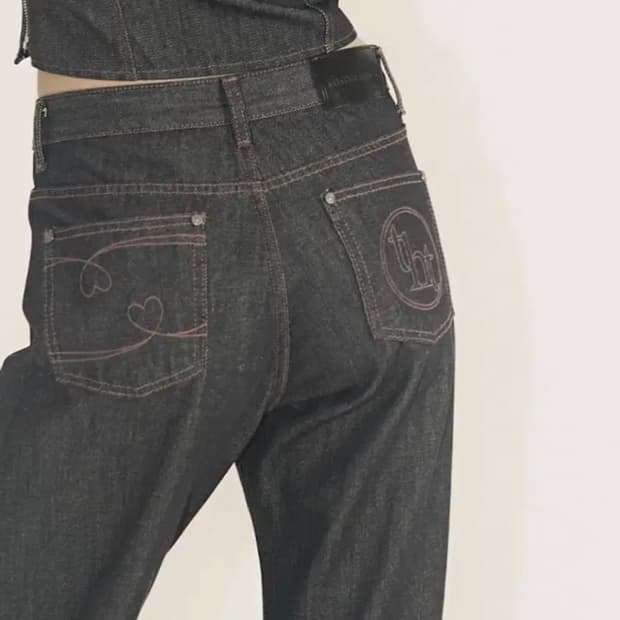 쓰리타임즈 raw pink denim pants