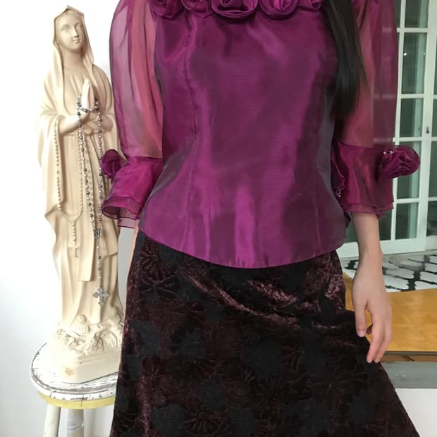 vintage rose organza blouse