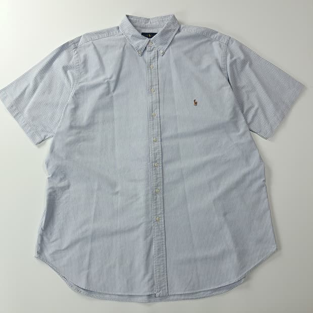 CK228 2XLT 폴로 클래식 블루  스트라이프 반팔 셔츠 남방