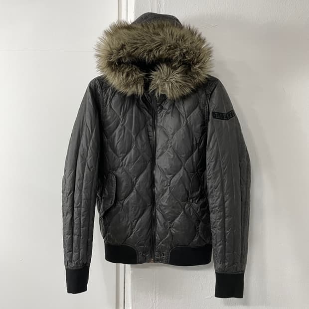 디젤 후드 퍼 퀼팅 다운 자켓