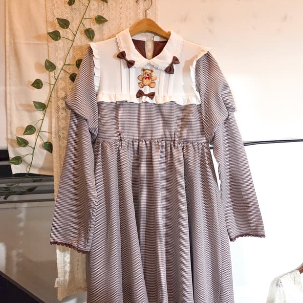 Deary 곰돌이 리본 원피스 [빅사이즈]