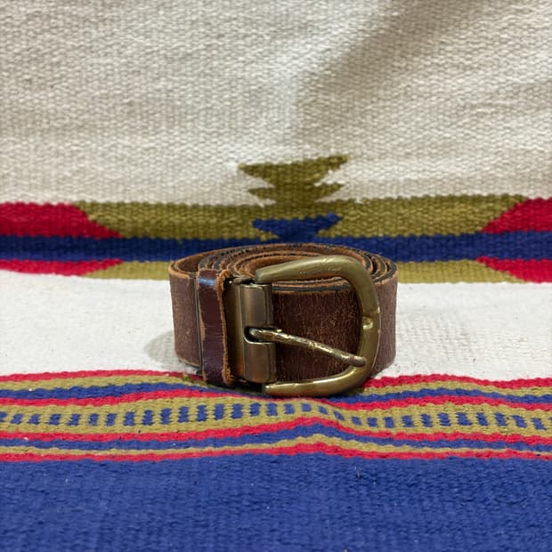 Brown brass single pin belt / 브라운 가죽 벨트