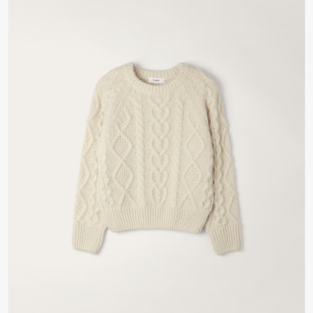 토아베 알파카 케이블 니트 아이보리