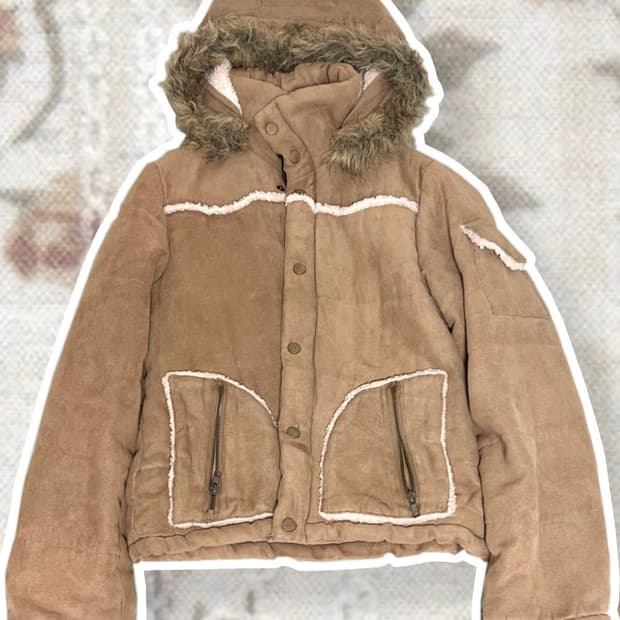 빈티지 퍼후드 하이넥 자켓
